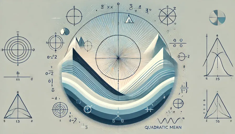 an abstract representation inspired by the content, illustrating areas, volumes, and quadratic means in a visually minimal and conceptual way.